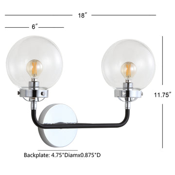 Caleb Brass Vanity Wall Sconce Clear